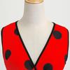 Z Women's V-Neck Polka Dot Sleeveless Tie-Waist Retro Summer Swing Dress