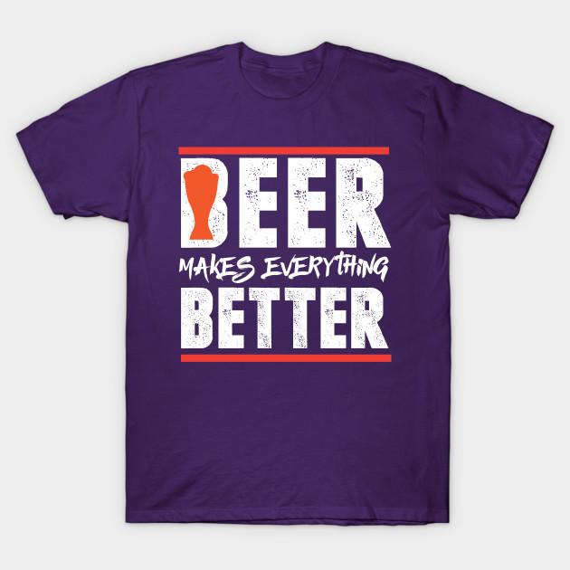 New Fashion Men T Shirt Beer Makes Everything Better Print Short Sleeve Tops Tees Casual