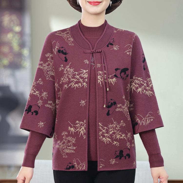 Autumn New Knitted Sweater Sweater Jacket In The Elderly Autumn