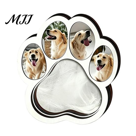 Pet Keepsake Memorial Frame Wooden Paw?Shaped Picture Frame, Photo with Fur Cat Remembrance Storage Compartment, Loss Tabletop Ornament for Dog Box