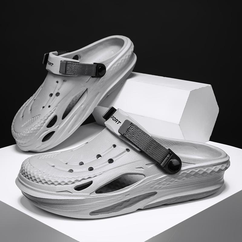 Fashion Men's Anti Slip Thick Sole Beach Sandals, Lightweight Summer Garden Shoes, Soft Platform Water Shoes, Outdoor Fashion, 2024