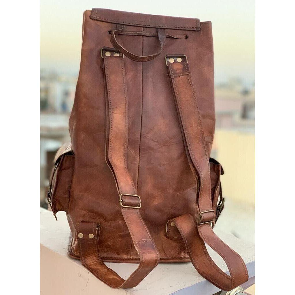 Damen-Rucksack aus echtem Vintage-Leder, brauner Rucksack, Reise-Laptoptasche, NEU