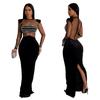 Women's Mesh Hot Drilling Long Sleeve Long Skirt Dress