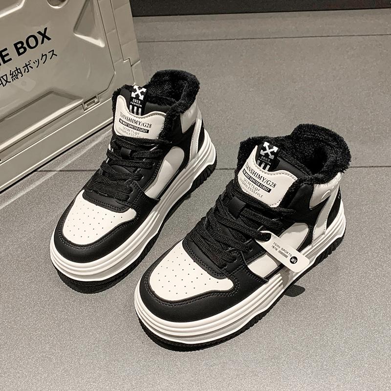 High-top shoes winter velvet warm large cotton shoes thick baseplate shoes casual sports shoes snow boots