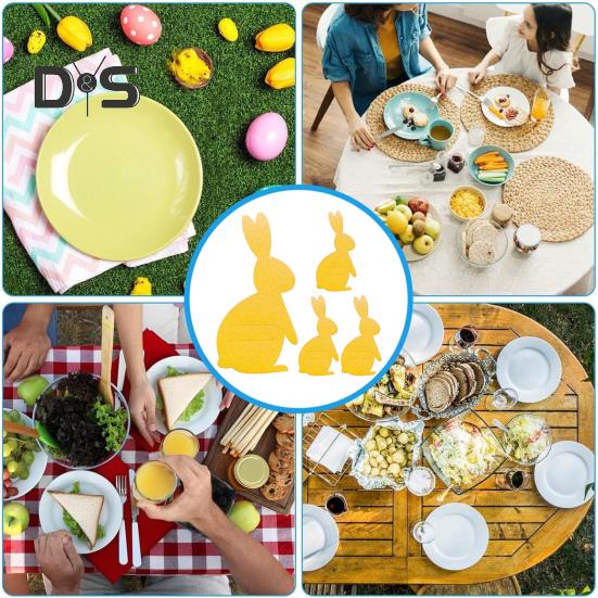 Besteckhalter in Osterhasenform, Filzhalter für Messer und Gabeln, Geschirrhalter, Utensilienhülle für Ostern, Party, Hochzeit, Geburtstag, Dekoration, 12 Stück