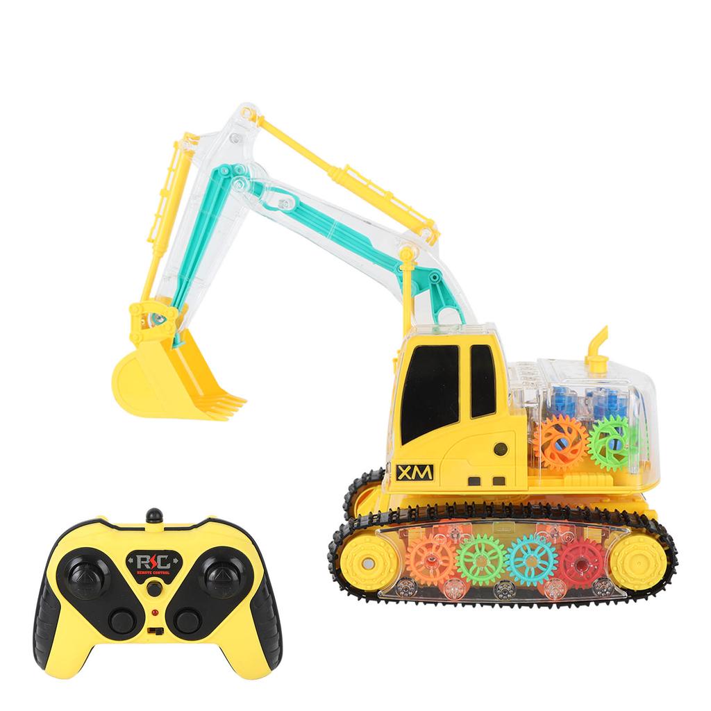 2.4GHz Remote Control Excavator Toy Light Up Simulation Sound Transparent Gear Full Function RC