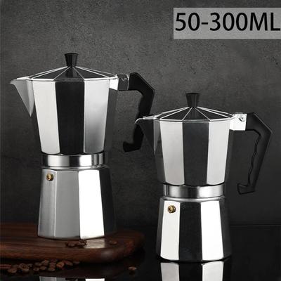 Aluminium Moka Kanne Kaffeemaschine in verschiedenen Größen (50/100/150/300ml) - Langlebiger Espressokocher für den Heimgebrauch & Outdoor-Camping