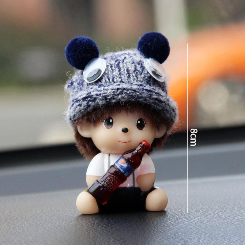 Mini figurky Monchhichi Roztomilé ozdoby Monchchi na stůl Sedící Monkiki Dekorace na palubní desku Model figurky Dětské dárky