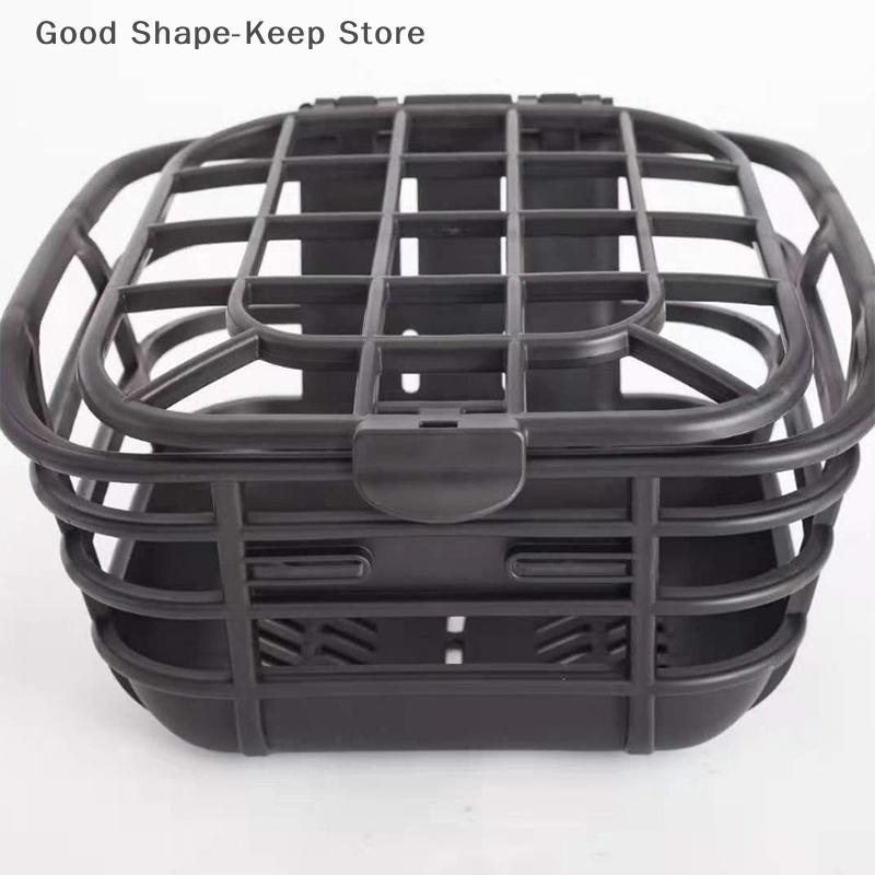 Large Capacity Anti-Extrusion Bike Front Basket Set Black PC Material Detachable Electric Bike Basket with Lid