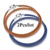 2Pcs/Lot Vintage Jewelry Leather Chain Bracelets Fit DIY Handmade Beads Charms Bracelet Couples Pulsera Jewelry For Women Men