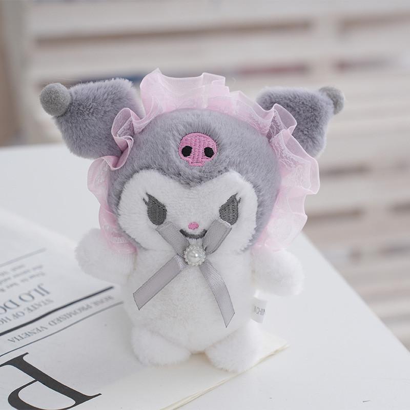 Adorable Plush Kuromi Doll Soft Stuffed Toy Cute Cat Keychain For Girls