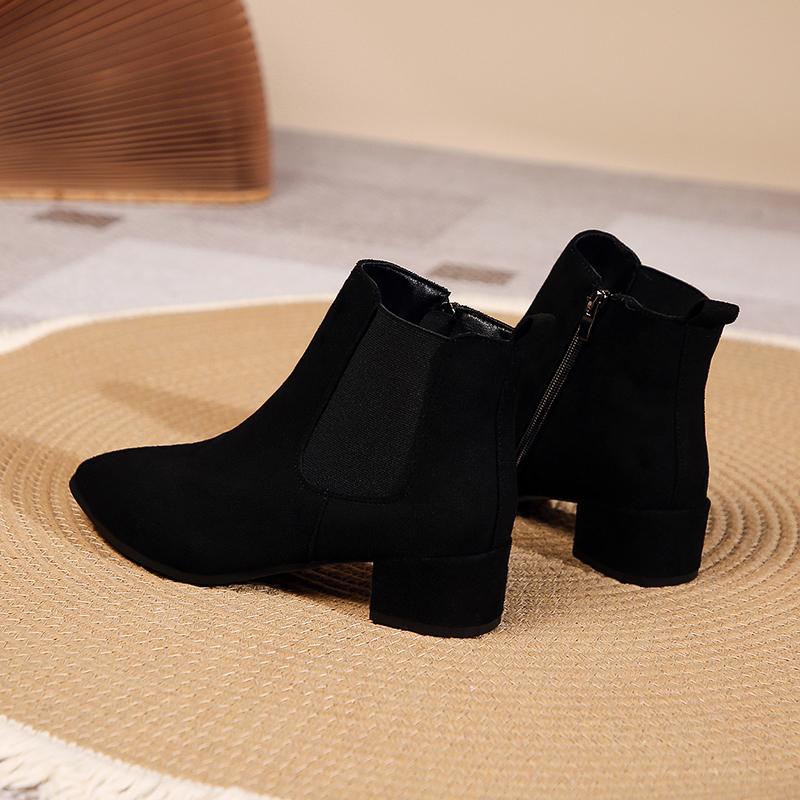 2025 Nové Podzim Zima Nové Dámské Divoké Krátké Boty Kulatá Špička Pohodlné Semišové Boty Dámské Jednoduché Sady Bot