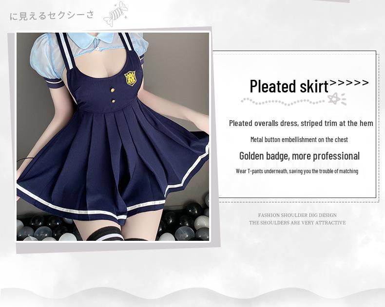 Manyan Sexy Lingerie: JK Pleated Suspender Skirt, Bunny Girl Police Uniform Suit 9349