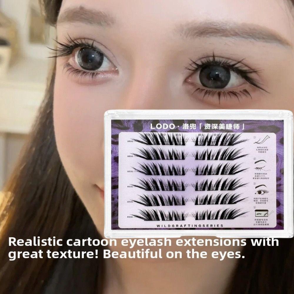 10-14MM DIY Lashes Extension Without Glue 6 Rows Fake Eyelashes Black Swan False Eyelashes Party