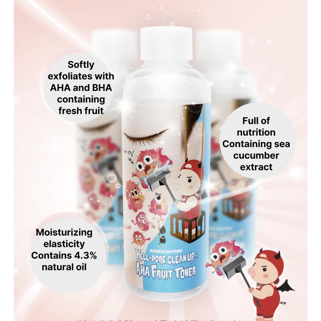 [ELIAZVECCA] Milk Piggy Hell-Pore Clean Up AHA Fruit Facial Toner 200ml