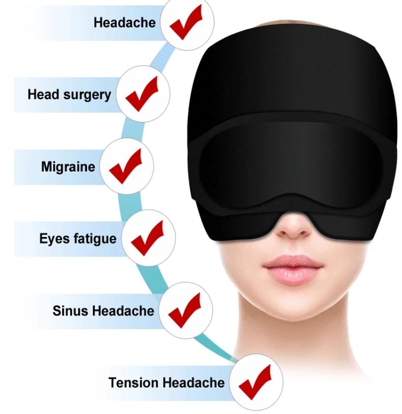 2PCS SET Ice Cap And Ice Eye Mask, Migraine Headache Relief Hat, Cold Head Wrap, Gel Ice Pack, Sleeping Eye Mask For Puffy Eyes