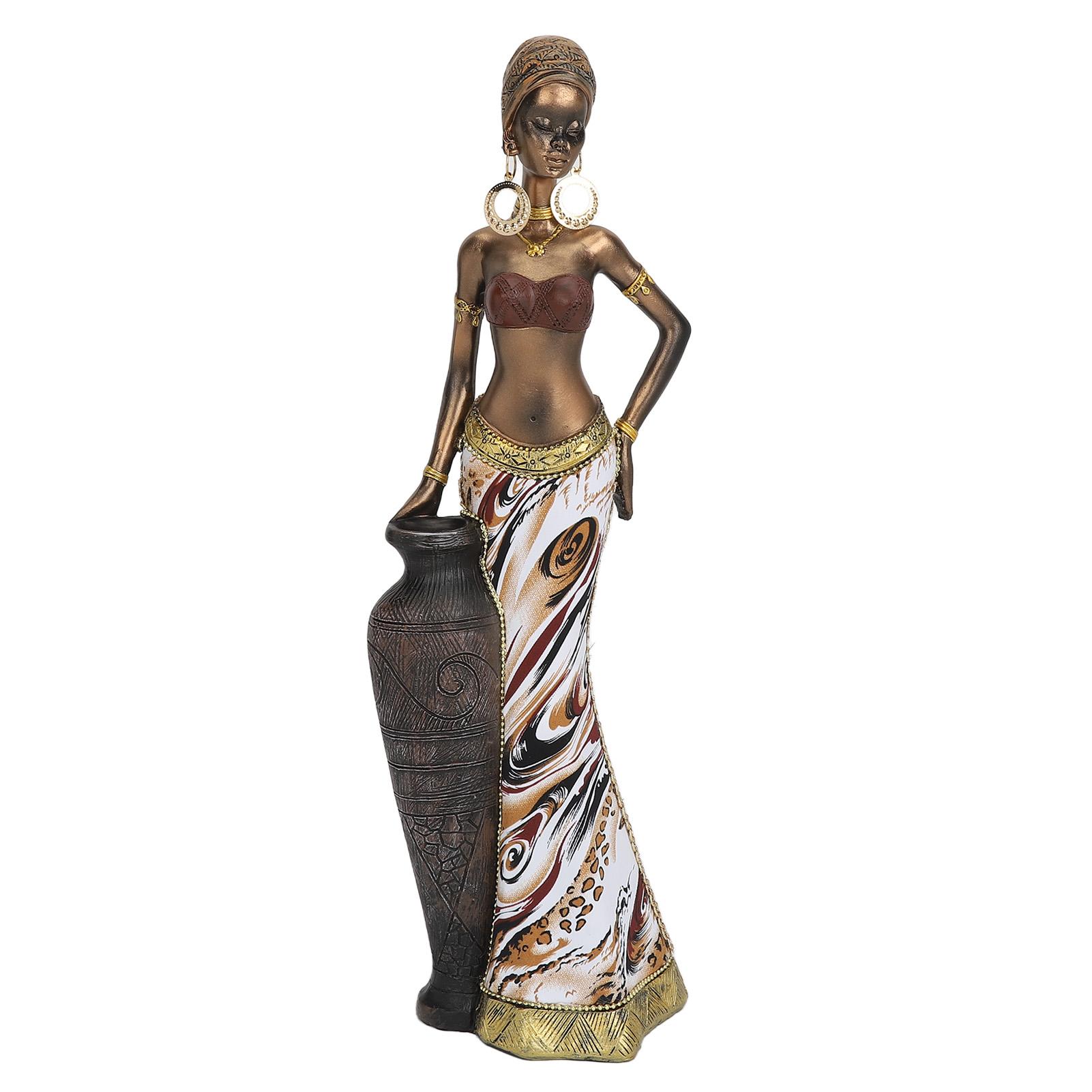 Kaisai Women's African Statue African Retro Lifelike Appearance Durable Resin Vivid Colors African Sculpture For Office Car Home