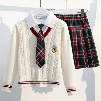 Herbst Mädchen Schuluniform zweiteiliges Set Kinder Schulstil Mädchen Kleidung Junior High School Mädchen Kleidung Schuluniformen
