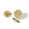 Trendy Shiny Rhinestone Sunflower Brooches Anti-Light Buckle Brooch Small Pin
