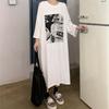 Women's Short-sleeved T-shirt Dress Summer Mid-length Over The Knee Dress Show Slim Dress