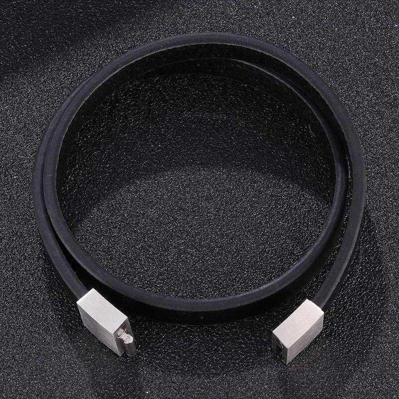 Trendy Multilayer Leather Men's Jewelry Silver Metal Clasp Simple Leather Rope Bracelet For Male Gifts BB1061