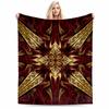 Luxury Mandala Pattern Blanket with Red and Golden Decorative Design Blanket, Suitable for Use In the Bedroom, Living Room, On the Sofa