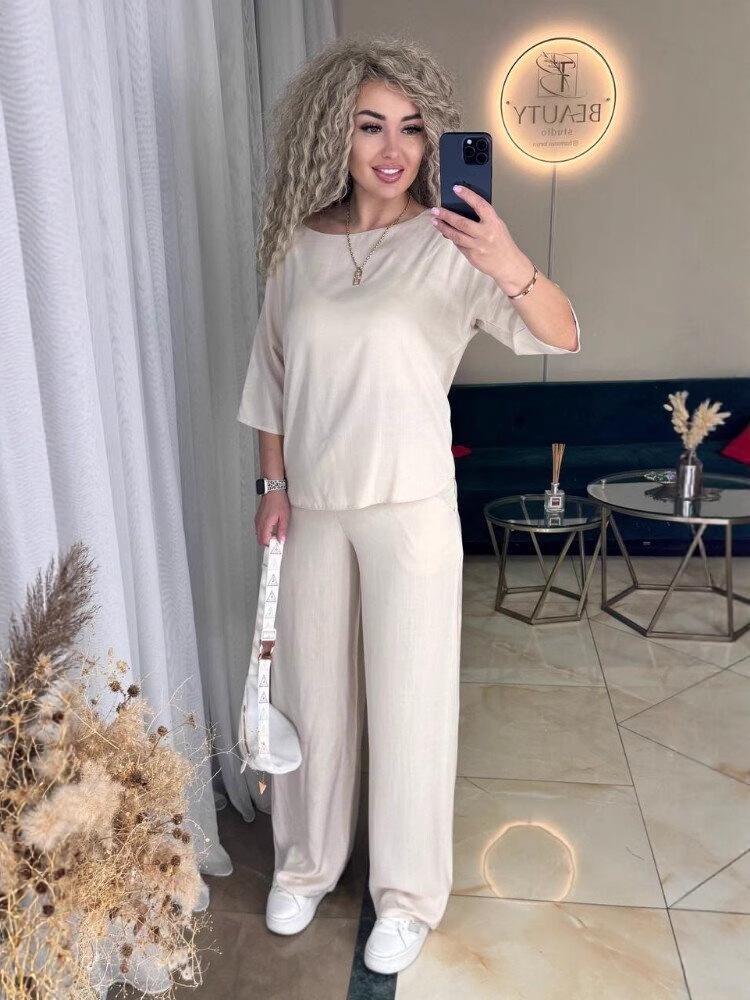 2025 Autumn & Winter Fashion Casual Two-Piece Set with Seven-Sleeve Top