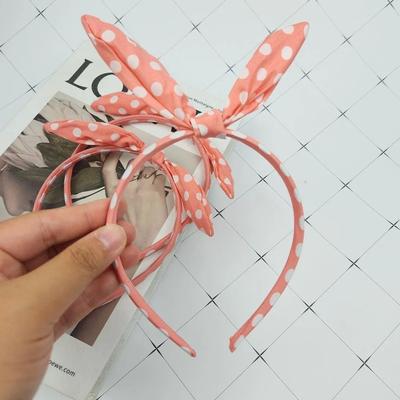 Polka Dot Hairband Ribbon Pink Headband