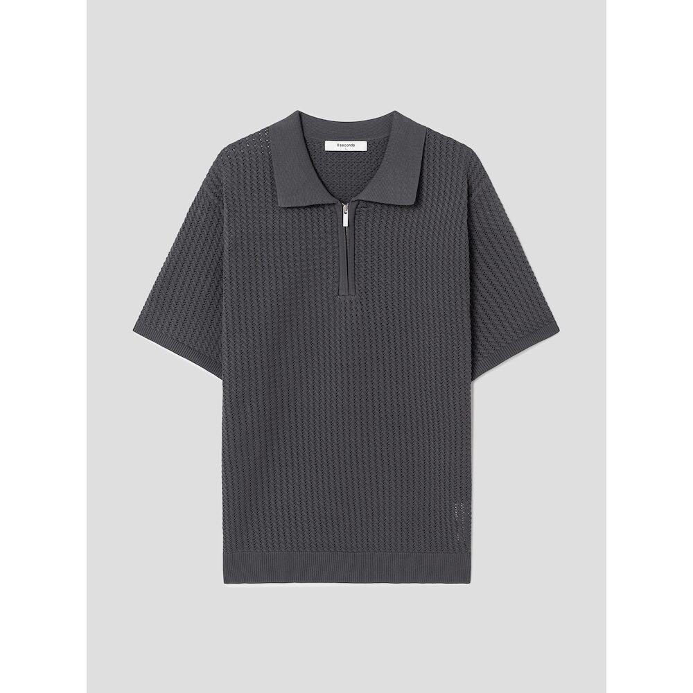 8Seconds Modified Fabric Half-Zip Collared Short-Sleeve Knit Ash Dark Gray/M