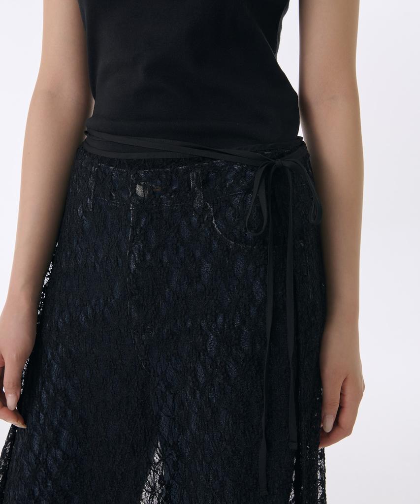 Musinsa Standard Woman Women'S Lace Layered Wrap Skirt [Black]