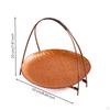 Woven Basket Tray with Stand Freestanding Bamboo Handle Decorative for