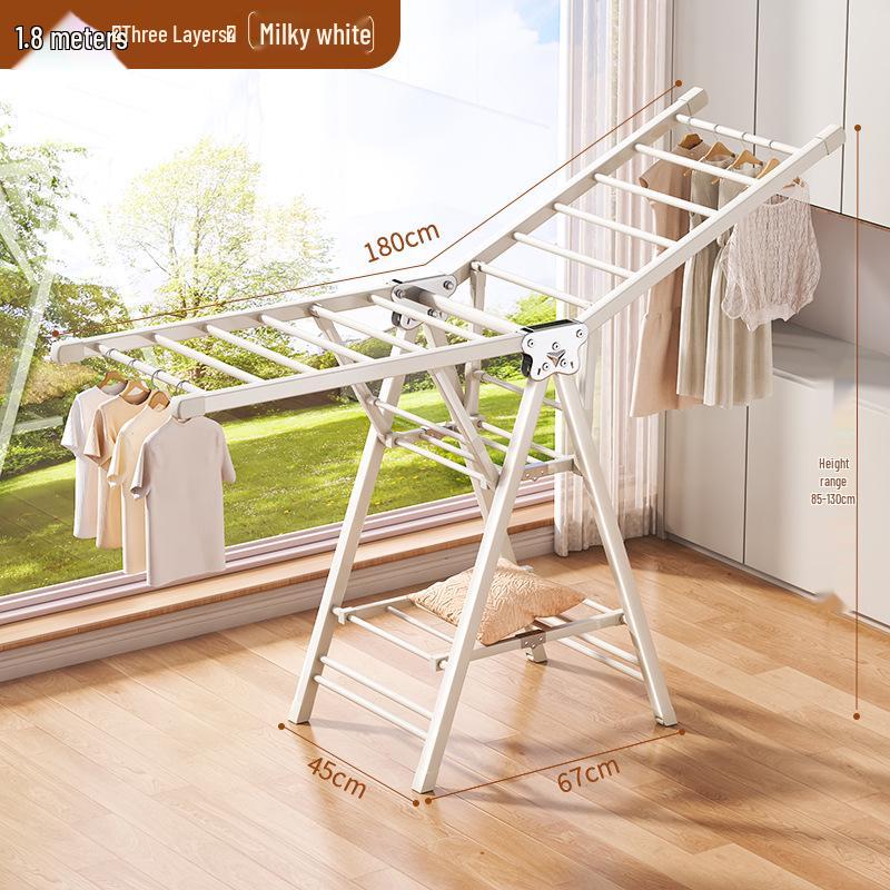 Adjustable Foldable Clothes Drying Rack for Indoor/Outdoor Use - Ideal for Bedroom, Balcony, and Baby Items.