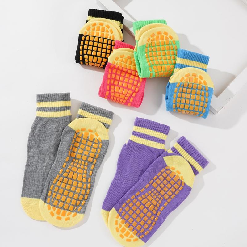 Adults Anti-slip Socks Trampoline Sock Cotton Breathable Elastic Outside Family Sports Yoga Socks Women Floor Socks