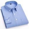 2026 Men Oxford Fashion 100% Cotton  Long Sleeve Casual Slim Solid Color Plaid Print Stripe Formal Dress Shirt Plus Size