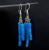 Orecchini con Perle di Opale Etiopico Blu Naturale Multi-Fuoco Argento 925 Cabochon Perline
