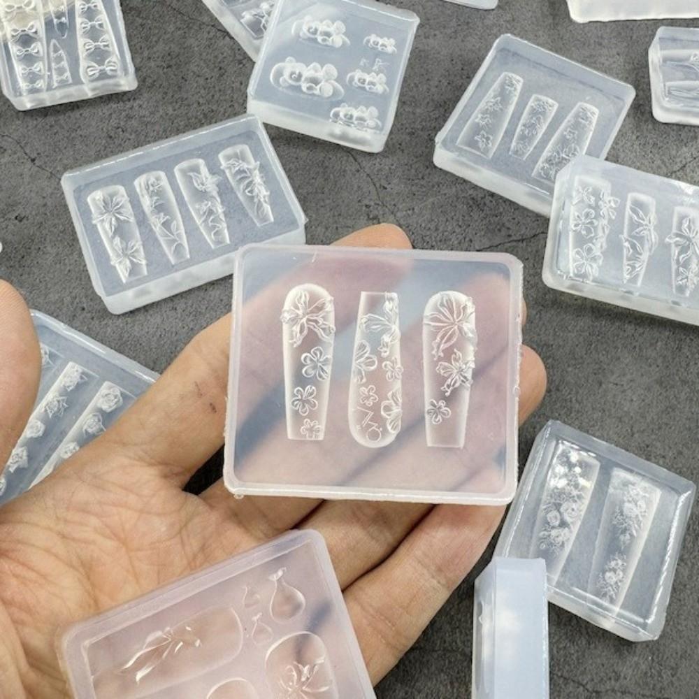 Transparent Nailart Mold 3D Carving Silicone Template New Nail Art Template  for Salon Use
