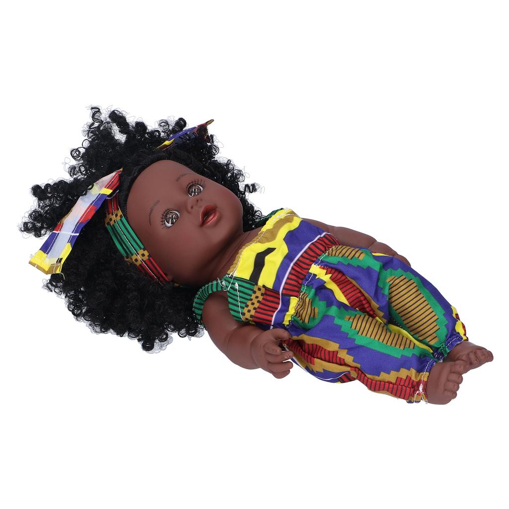 30cm Reborn Baby Dolls African Baby Girl Black Skin Curly Hair Vinyl Doll Child Toy