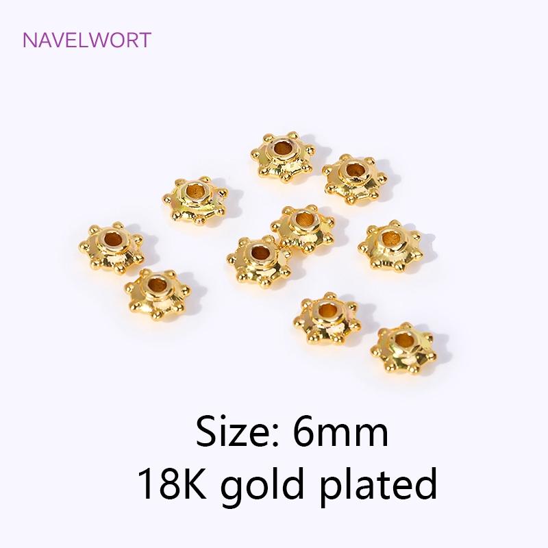 

18K Gold Plated 6mm Spacer Beads For Jewelry Making Brass Metal Spacer Beads DIY Bracelet Necklace Making Findings Wholesale 20 pieces