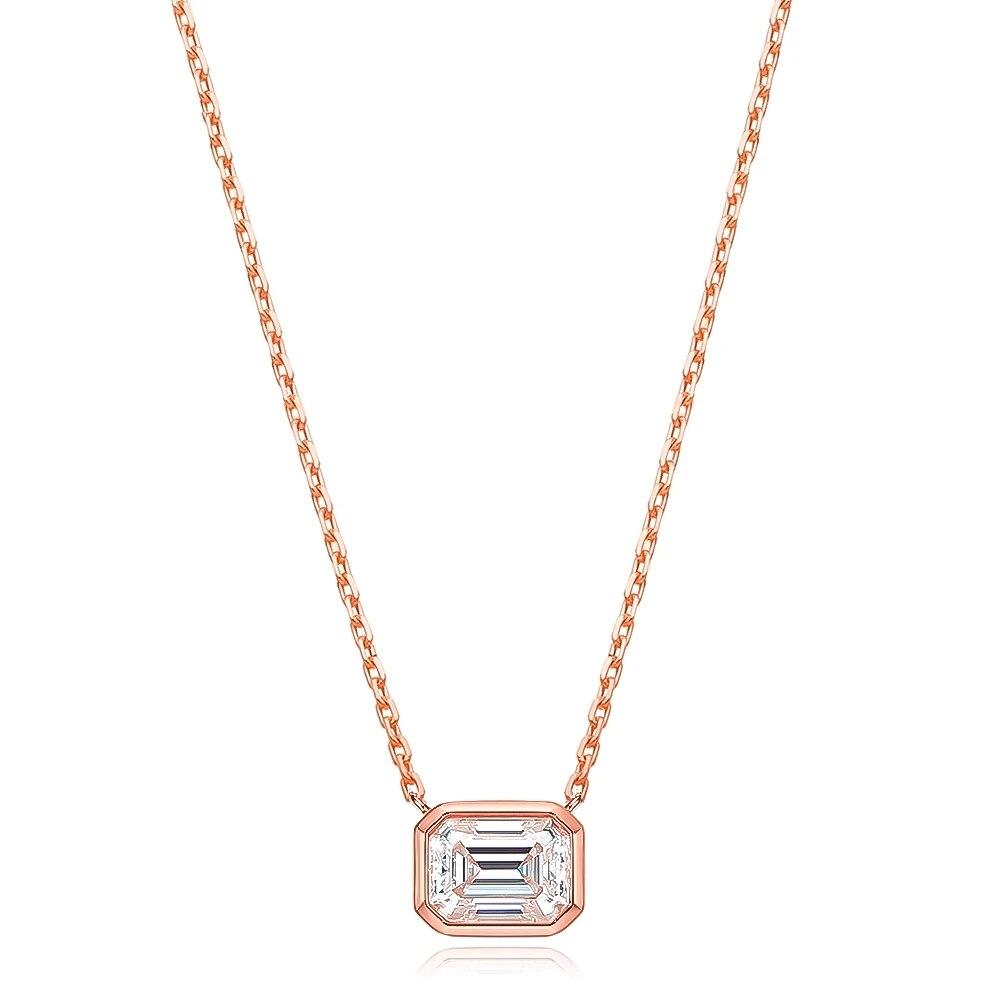 

D Цвет 6*8 мм 2 карата Изумрудная огранка Муассанит Ожерелье для женщин Стерлинговое серебро S925 Ювелирные изделия на шею 45cm