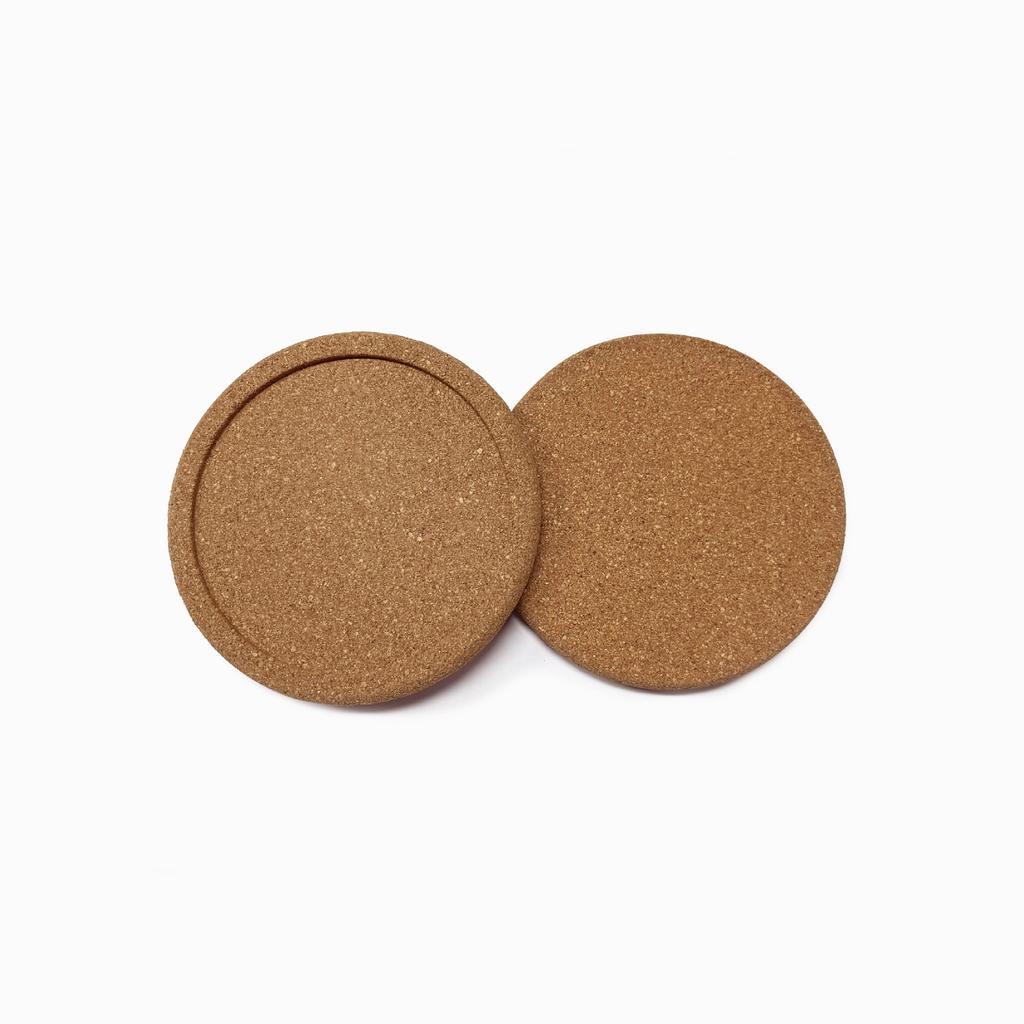 8 Pcs/Box Concave Cork Coaster With Metal Rack Desktop Coffee Heat Insulation Coaster Non-Slip Eco-Friendly Round Cork Coaster