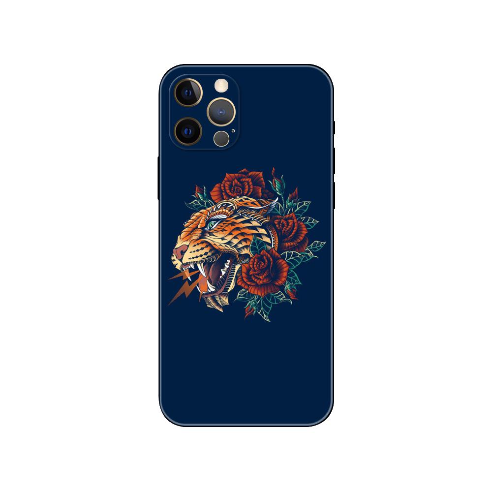 Tiger Leopard Print Panther Phone Case for Iphone 5s 2020se 6 6s 7 8 Plus X 10 XR XS 11 12 13 Mini Pro MAX Black Tpu Back Cover
