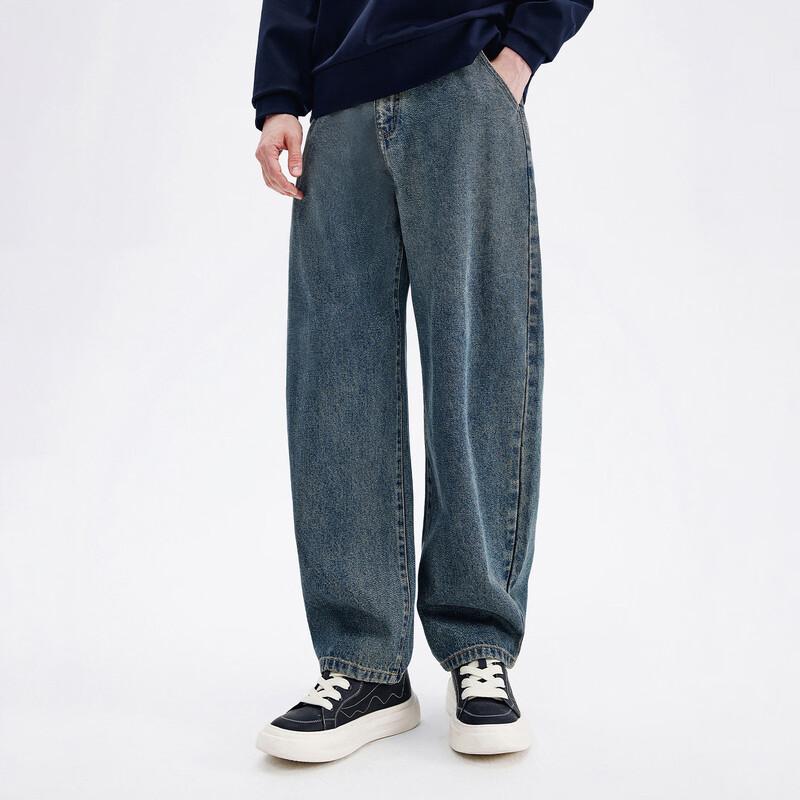 NVG.YOUNG Men's Loose Fit Curved Denim Jeans