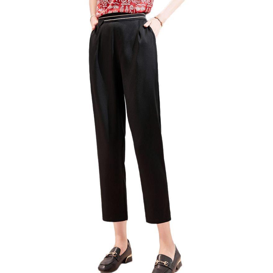 Fashion brand silk women's pants mulberry silk mother pants summer straight casual nine-point pants leggings