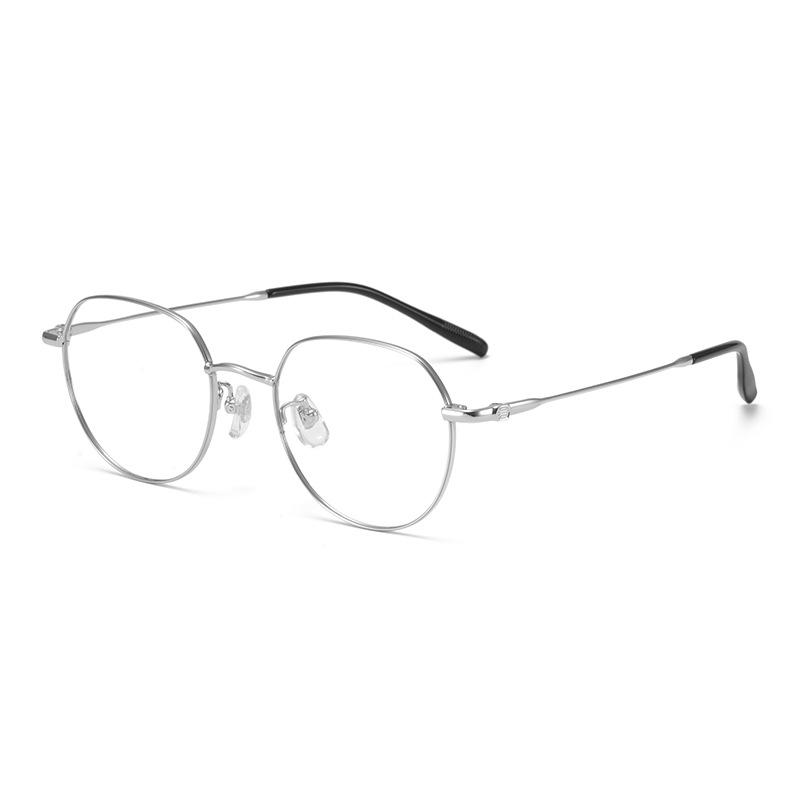 Pure Titanium Eyeglass Frame: Lightweight, Comfortable Unisex 49 Polygon Small Frame Eyewear for Women & Men - Simple & Versatile Design (Model 98702)