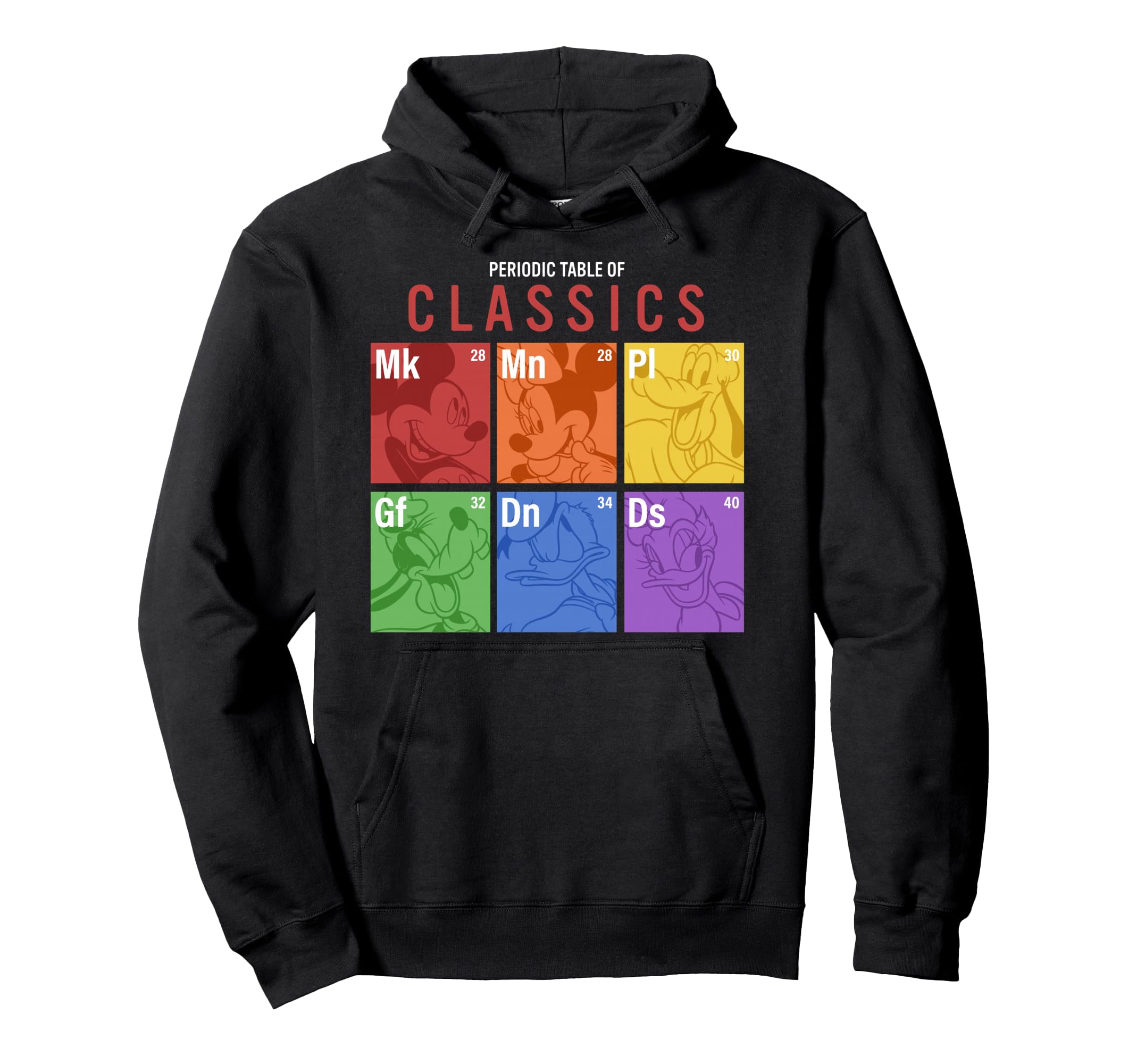 Disney Mickey Friends Rainbow Periodic Table Hoodie & чёрный