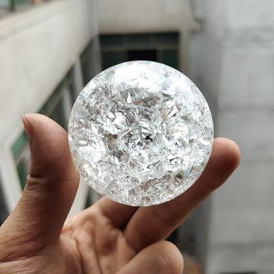 Crackle Crystal Glass Ball Fountain Ornament for Rockery and Bonsai Decor