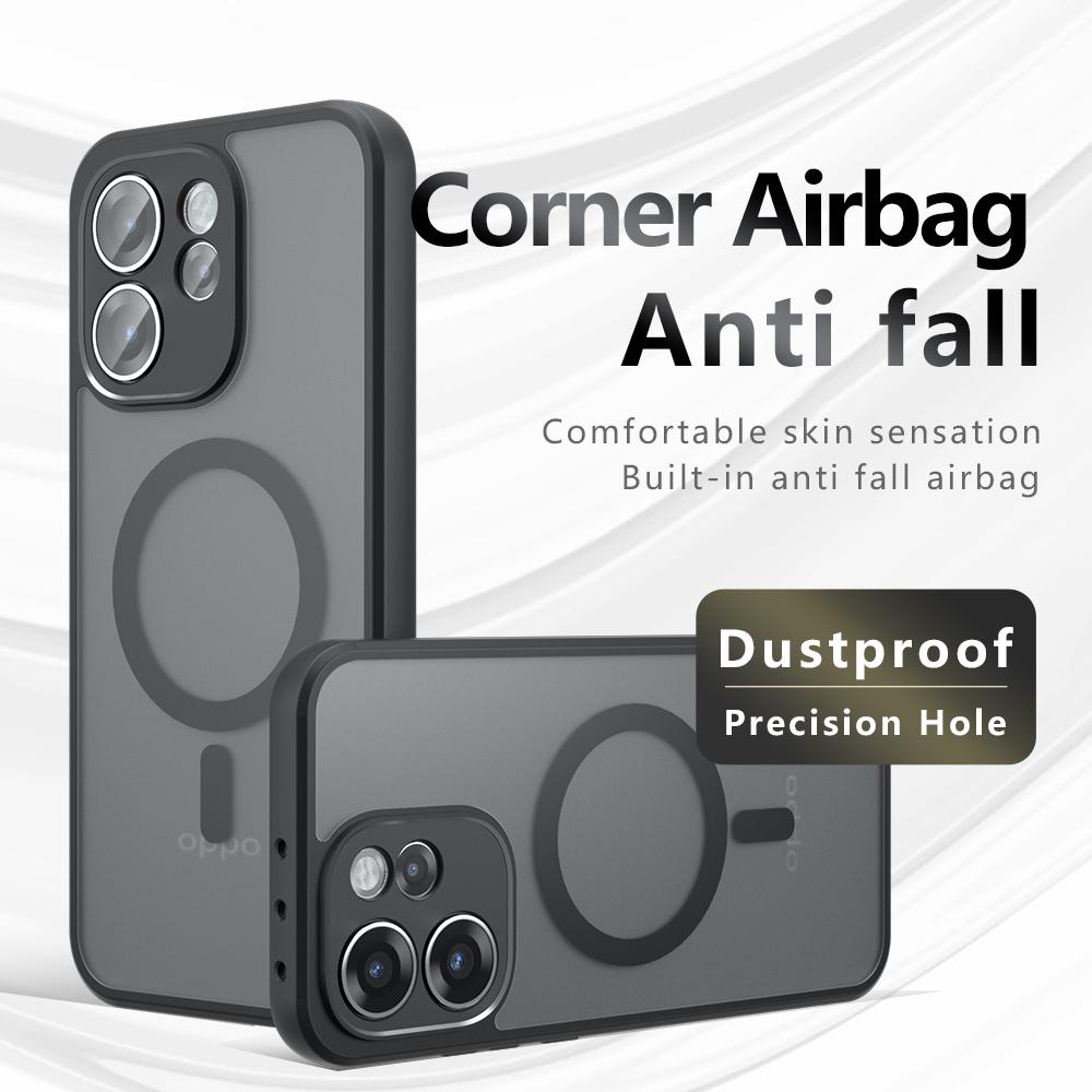 Pouzdro pro OPPO Reno15 Pro 5G Magnetické Bezdrátové Nabíjení TPU Rám Tvrdý Plast Průsvitný Matný Nárazuvzdorný Kryt na Telefon Fundas
