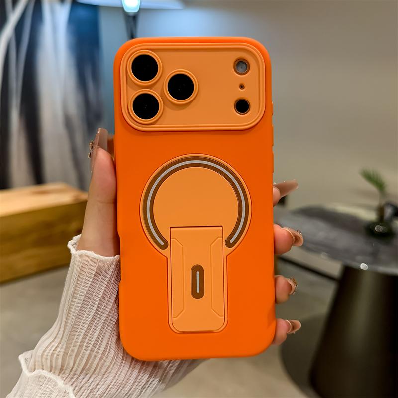 Luxury Fold Stand Holder Magnetic For Magsafe Matte Case for iPhone 17 16 15 14 13 12 11 Pro Max Plus Large Window Bumper Cover