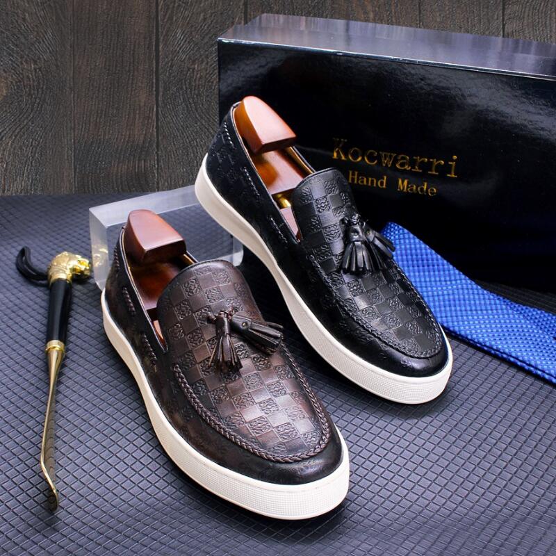 Fashion NEW Casual Men's Shoes Comfortable Flat Handmade Shoes Pattern Tassel Non-slip Shoes Banquet Party Dress Men's Shoes A27