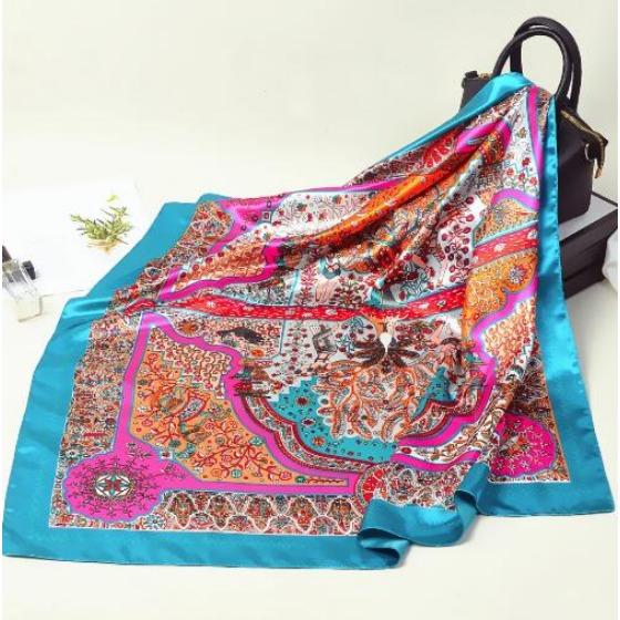 New Oil Painting Floral Print Women Silk Scarf Large Square Scarves Female Bandana Fashion Ladies Hijab Kerchief Scarves